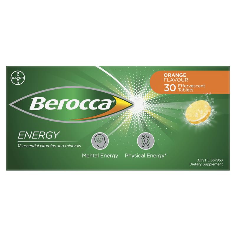 Berocca Energy Orange Effervescent Tablets - 30 Count
