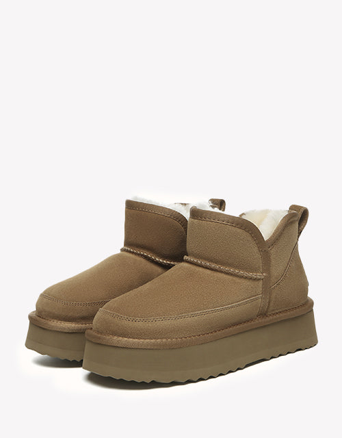 Vesper Platform Ankle Boots - Chestnut