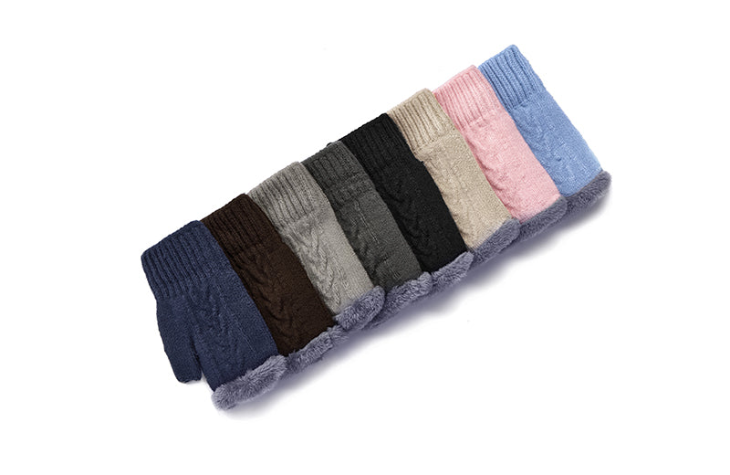 Fingerless Ultra Plush Knit Gloves