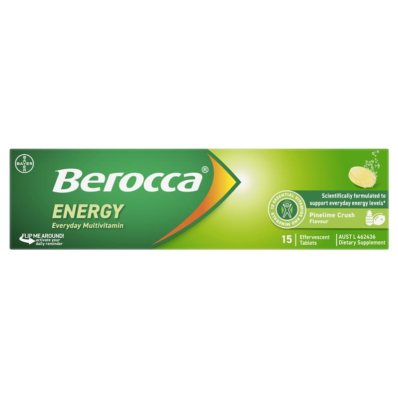 Berocca Energy Pinelime Crush 15 Effervescent Tablets