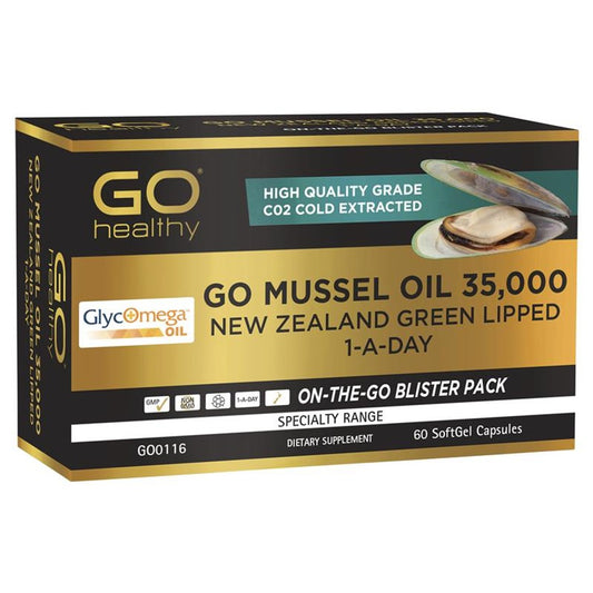 Mussel Oil 35,000mg New Zealand Green Lipped 1-A-Day 60 Capsules