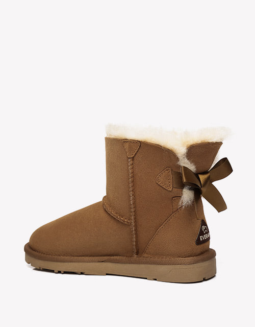 Mini Back Bow Boots - Chestnut