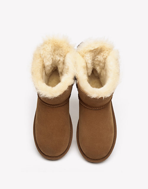 Mini Back Bow Boots - Chestnut