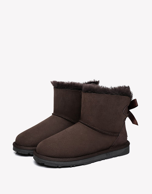Mini Back Bow Boots - Chestnut