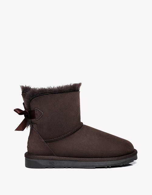 Mini Back Bow Boots - Chestnut
