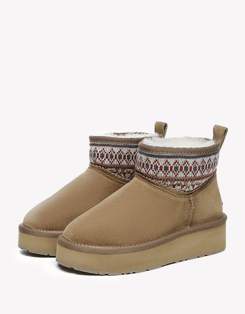 Grantlee Woven Platform Boots - Chestnut