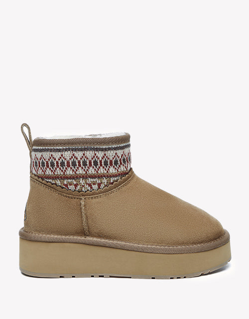 Grantlee Woven Platform Boots - Chestnut