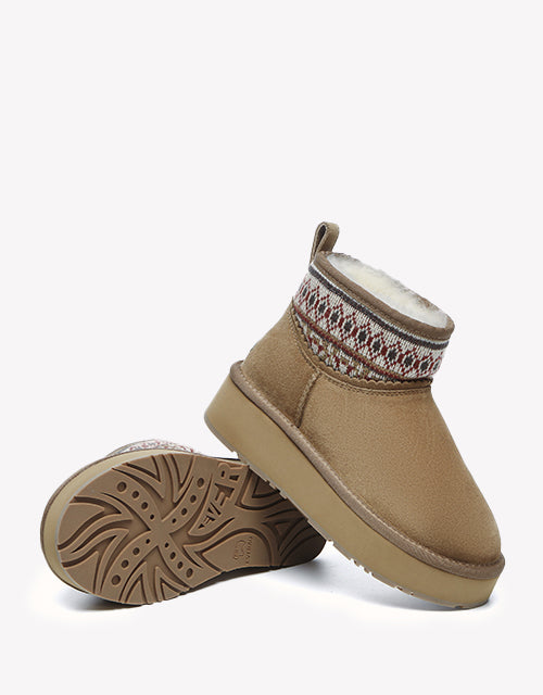 Grantlee Woven Platform Boots - Chestnut
