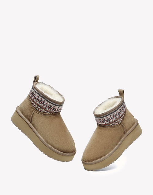 Grantlee Woven Platform Boots - Chestnut