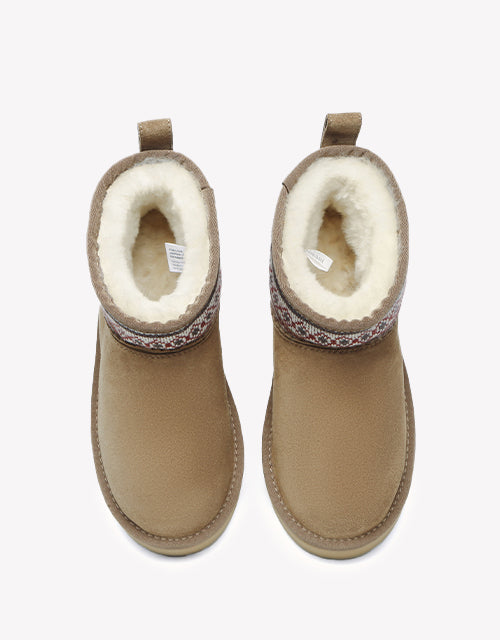 Grantlee Woven Platform Boots - Chestnut