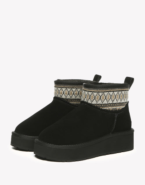 Grantlee Woven Platform Boots - Chestnut