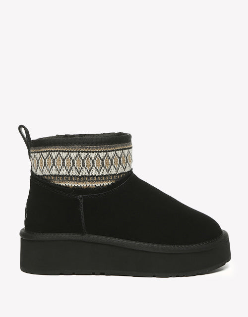 Grantlee Woven Platform Boots - Chestnut