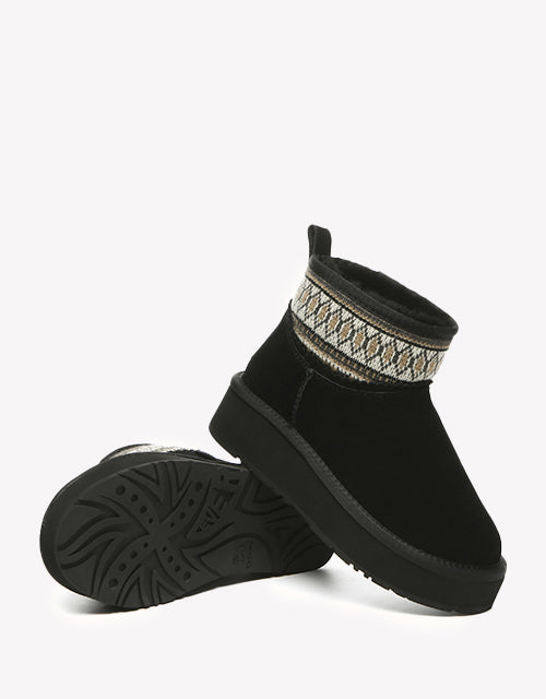 Grantlee Woven Platform Boots - Chestnut