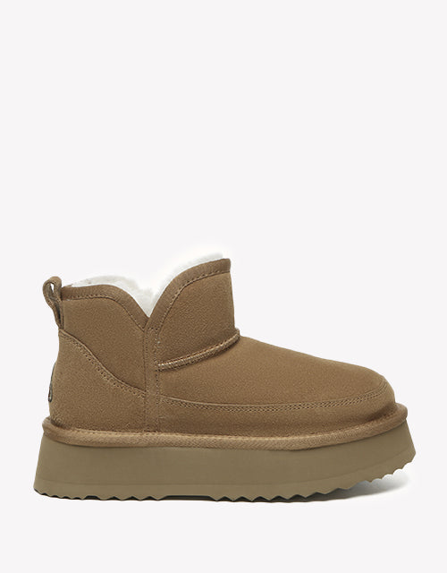 Vesper Platform Ankle Boots - Chestnut