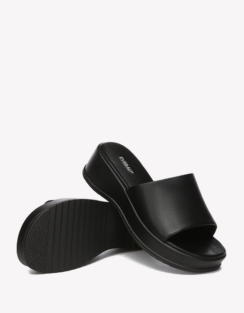 Fiona Platform Heel Slides - Black