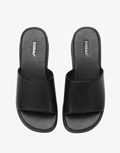 Fiona Platform Heel Slides - Black