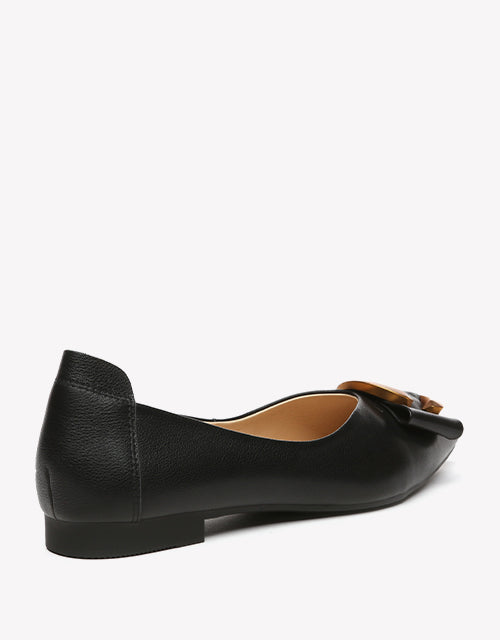 EVERAU Pari Pointed Toe Leather Flats