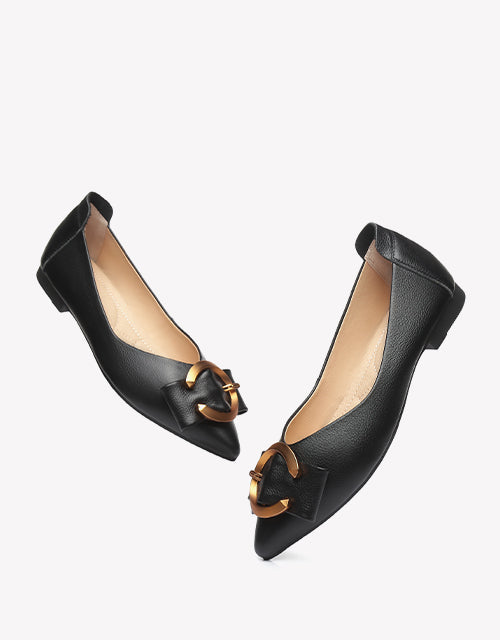 EVERAU Pari Pointed Toe Leather Flats