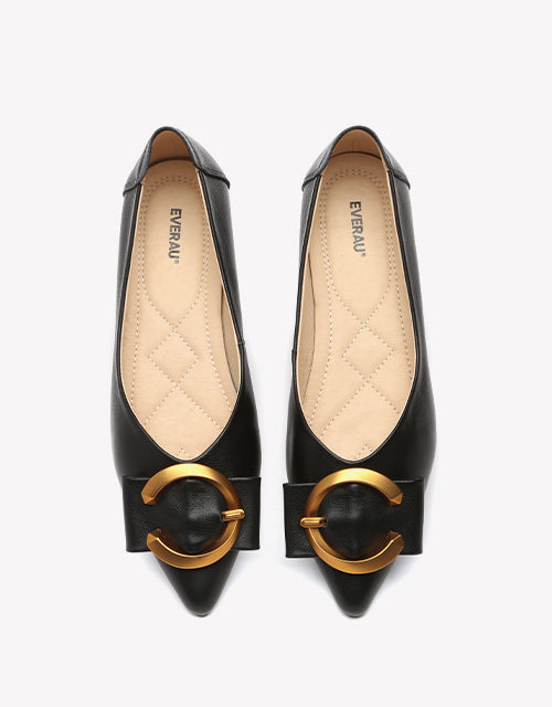 EVERAU Pari Pointed Toe Leather Flats