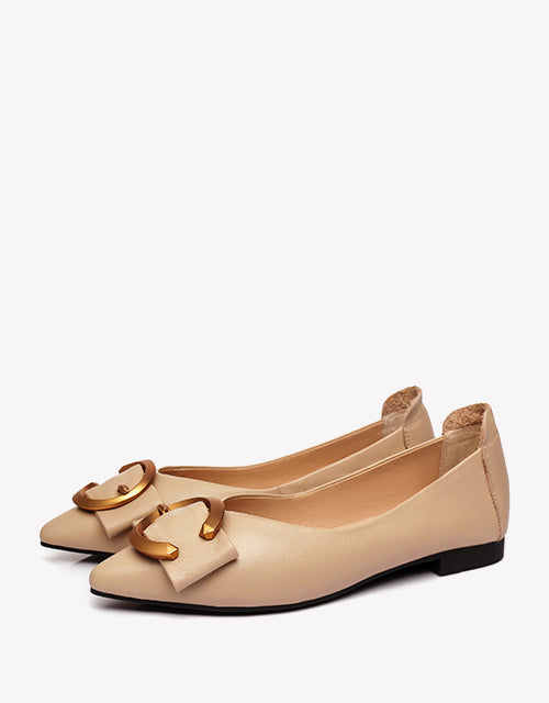 EVERAU Pari Pointed Toe Leather Flats