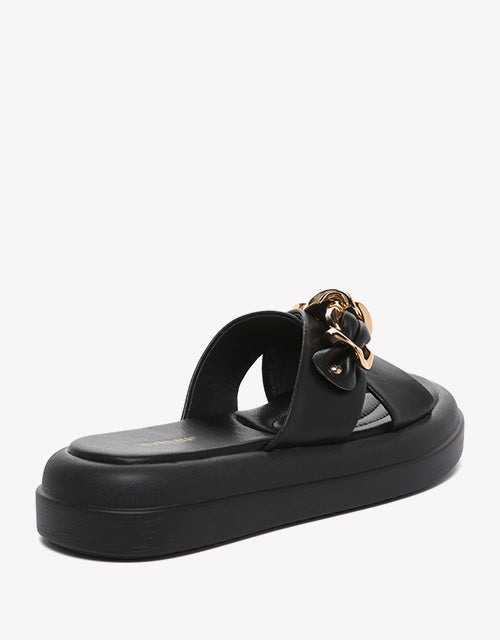 Chiffon Platform Slides - Black