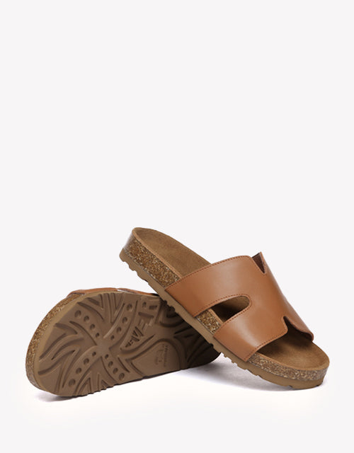 Heidy Leather Slides - Chestnut