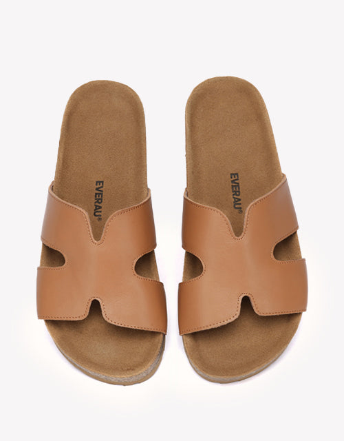 Heidy Leather Slides - Chestnut