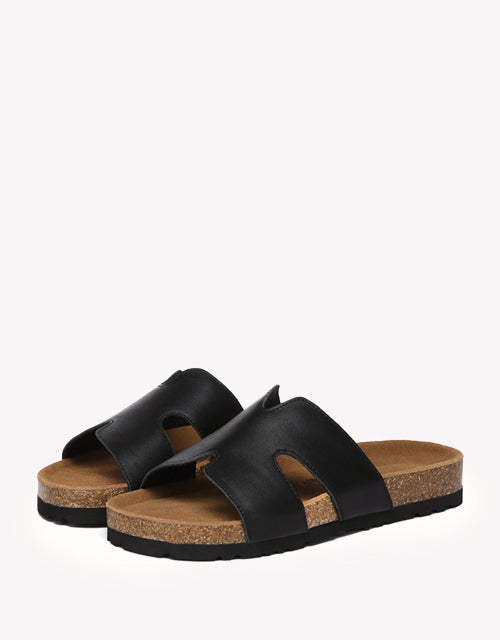 Heidy Leather Slides - Chestnut