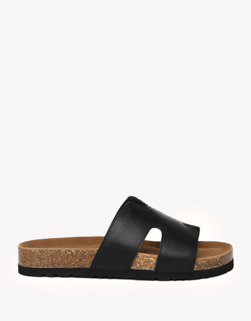 Heidy Leather Slides - Chestnut