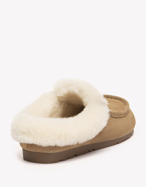 EVERAU Sheepskin Moccasin Slippers - Mocha Brown