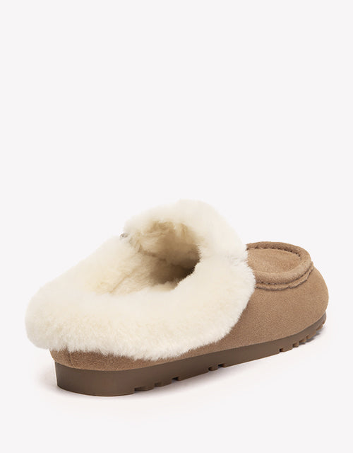EVERAU Sheepskin Moccasin Slippers - Mocha Brown