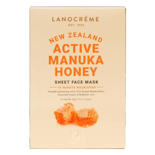 Lanolin Manuka Honey Sheet Face Mask 5 Pack